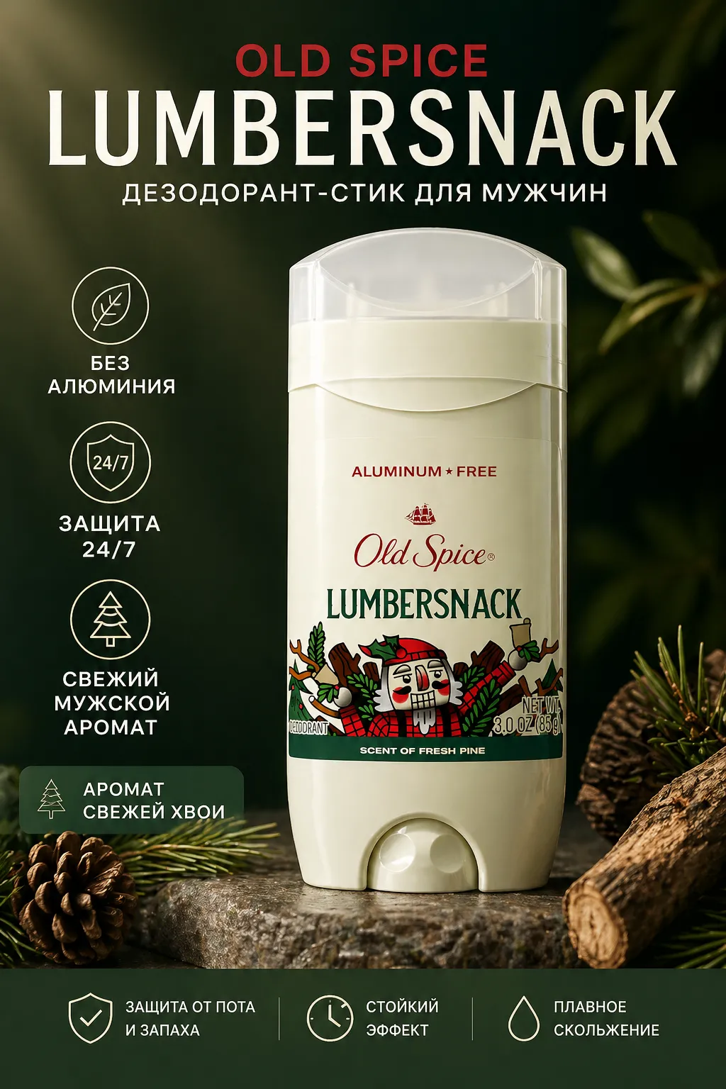Дезодорант Old Spice Lumbersnack без алюминия